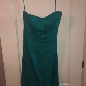 ZAC POSEN Teal Snakeskin Jacquard Strapless Sz 12